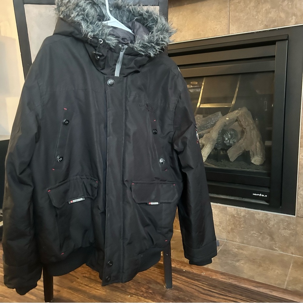 Oppenheimer Arctic Expedition Heavy Winter Bomber Jacket Faux Fur Lined Hood XL